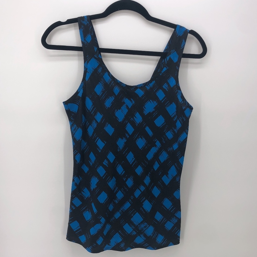 Theory Silk Black and Blue Tank P